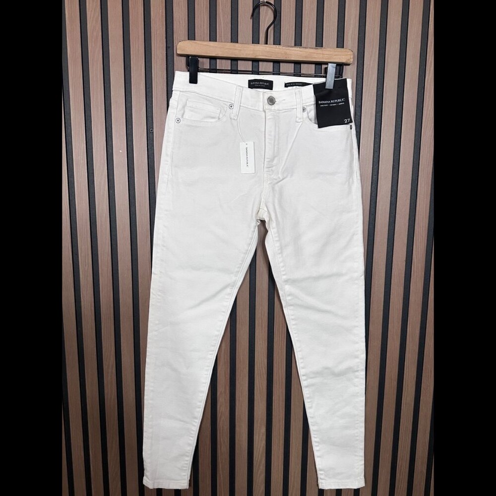 New Banana Republic Jeans 27 Womens White Mid-Rise Skinny Denim Stretch